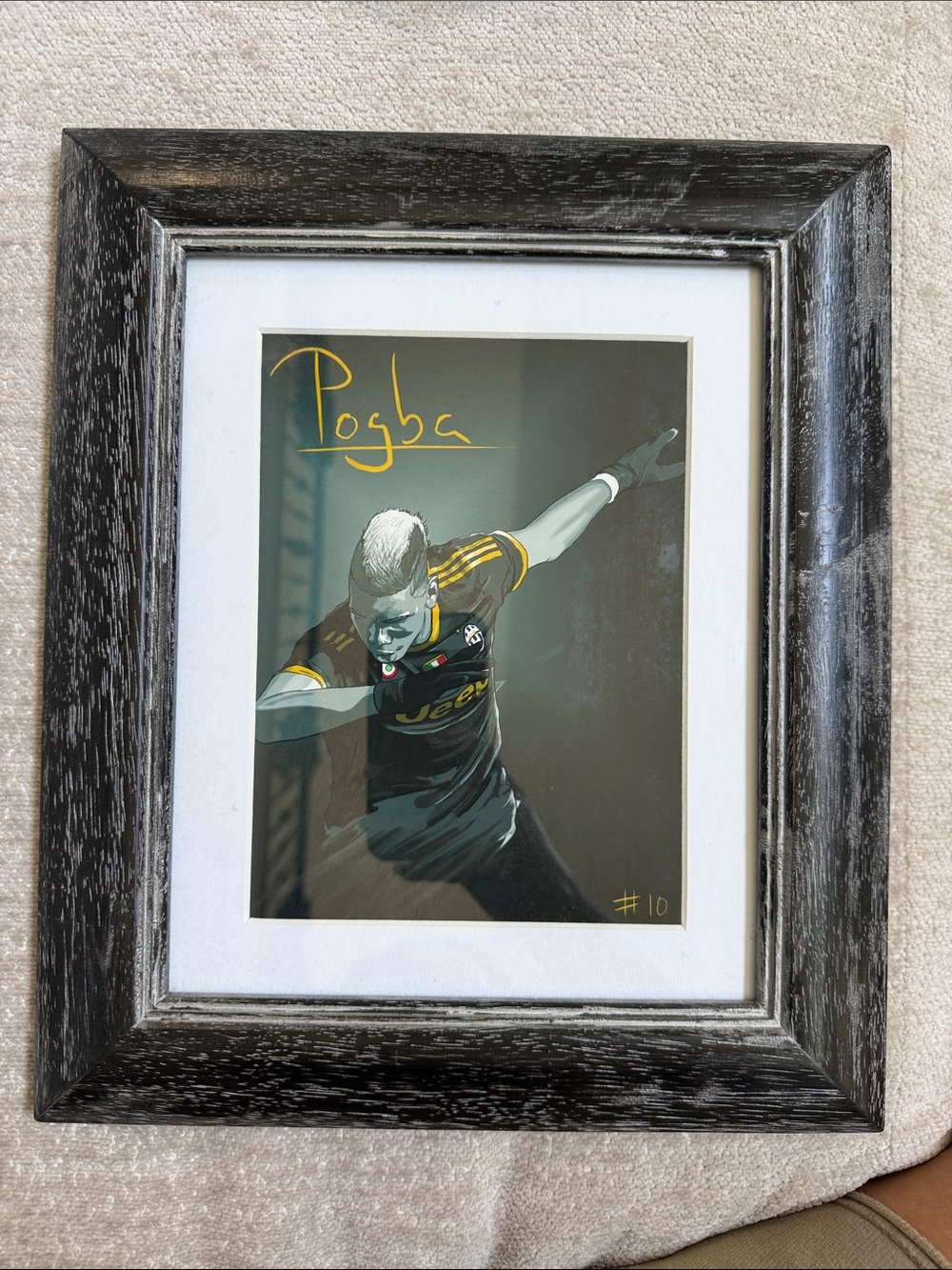 Framed Pogba Football Soccer Art Print with matte and Black Frame 11x14